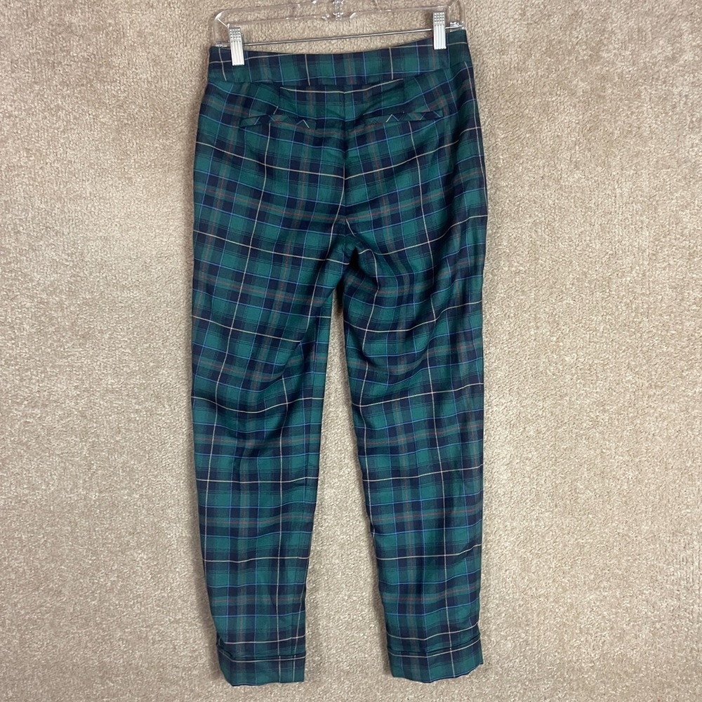 Talbots Hampshire Trouser Pants Petite Womens 2P Green/Blue Tartan‎ Plaid Wool - Picture 8 of 12